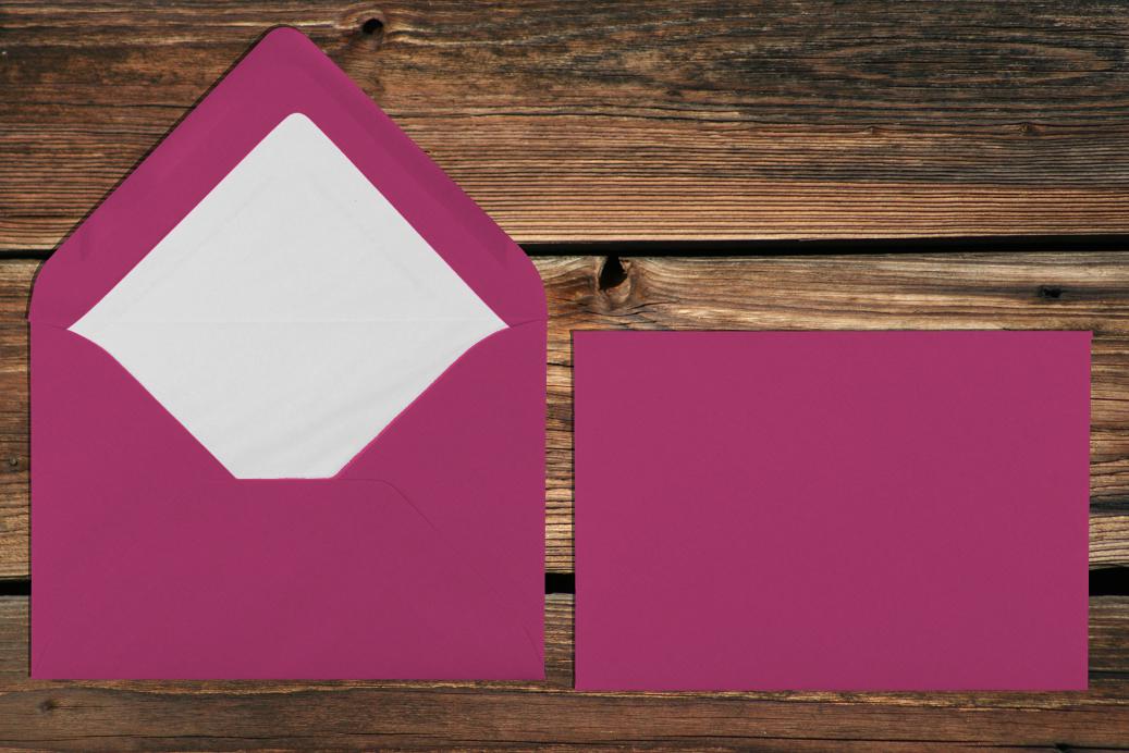 Briefhüllen mit Seidenfutter B6 125x176 mm Nassklebend Amarena gerippt 100 g/qm